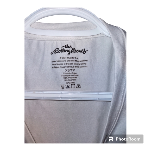 The Rolling Stones x-small 92% polyester 8% spandex over sized crop top white - Picture 3 of 3